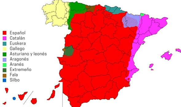 mapa de los idiomas en España